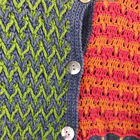 Susan Bristol Y2K 2000s Vintage Crochet patchwork Grandma cardigan sweater M - Picture 6 of 10